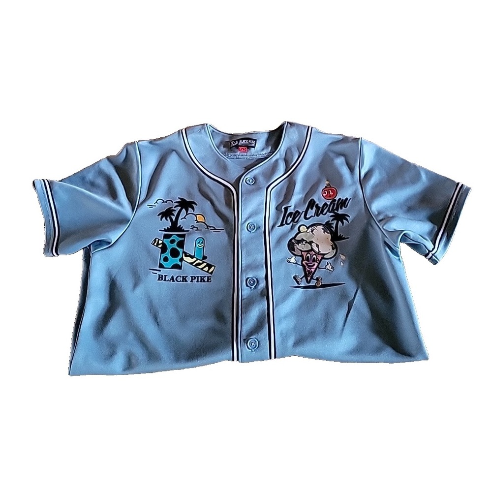 Black Pike "Ice Cream" Baseball Button Up Jersey US SIZE L - Picture 4 of 9